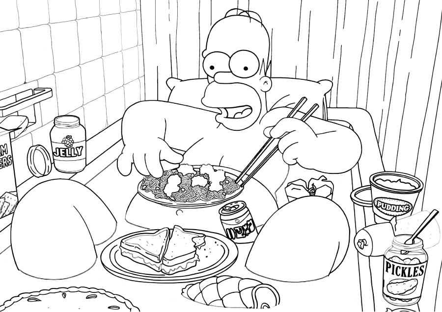 Homer eats a doughnut